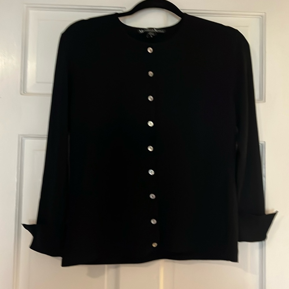 Black Michelle Nicole Sweater with Pearlized Buttons